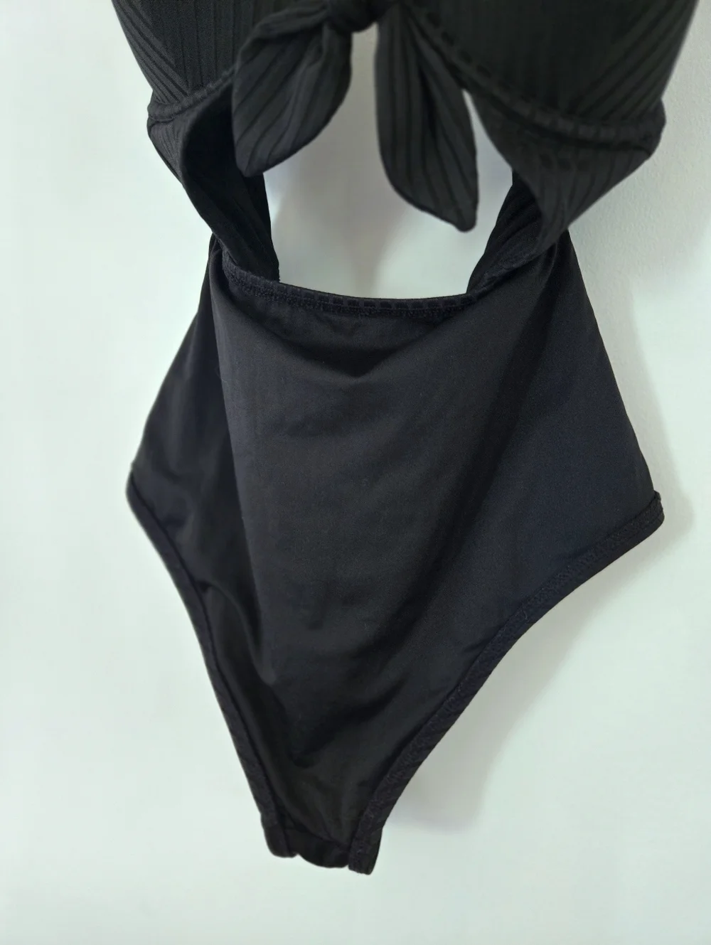 Shade & Shore Black Tie Front Cut Out One Piece Swim Suit